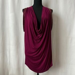 Draped Blouse Beaded Accent Sleeve Size M Jaloux